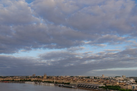 Bordeaux city at the Garonne river in Franceの写真素材