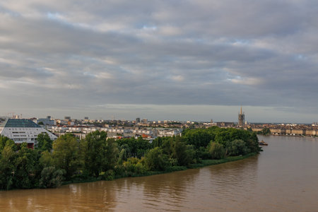 Bordeaux city at the Garonne river in Franceの写真素材