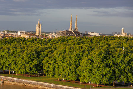 Bordeaux city at the Garonne river in Franceの写真素材