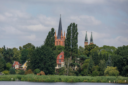at the Havel Lakes in the German Brandenburgの写真素材