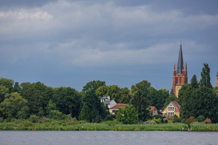 at the Havel Lakes in the German Brandenburgの写真素材