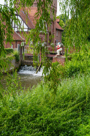 the city of Coesfeld at the Berkel riverの写真素材