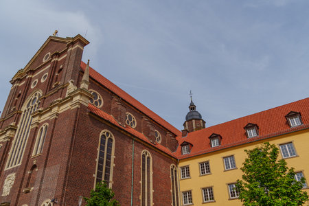 the city of Coesfeld at the Berkel riverの写真素材