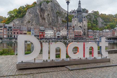 Dinant at the Meuse River in Belgiumの写真素材