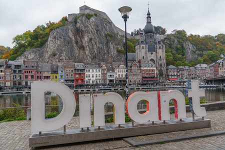 Dinant at the Meuse River in Belgiumの写真素材