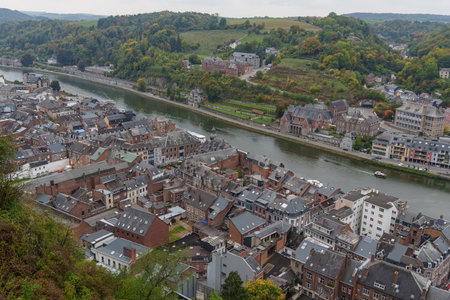 Dinant at the Meuse River in Belgiumの写真素材