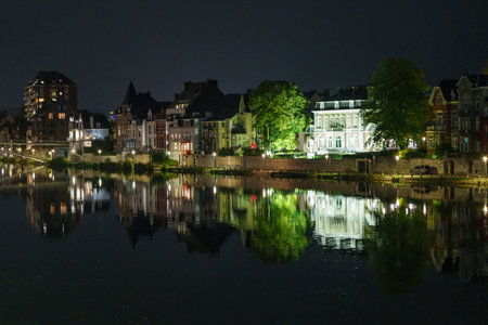Namur city at the Meuse river in Belgiumの写真素材