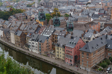 Namur city at the Meuse river in Belgiumの写真素材