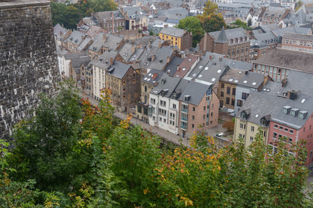 Namur city at the Meuse river in Belgiumの写真素材