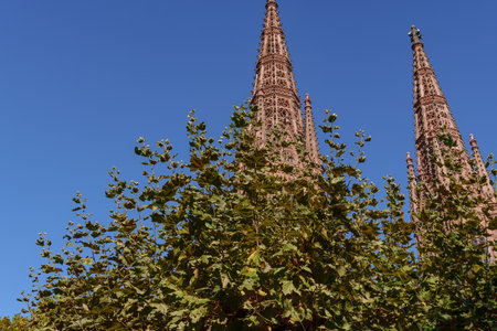 the city of Wiesbaden at the rhine river in Germanyの写真素材