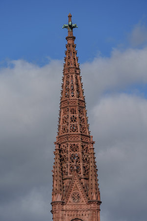 the city of Wiesbaden at the rhine river in Germanyの写真素材