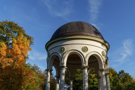 the city of Wiesbaden at the rhine river in Germanyの写真素材