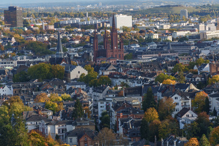 the city of Wiesbaden at the rhine river in Germany