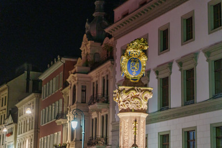 the city of Wiesbaden at the rhine river in Germanyの写真素材