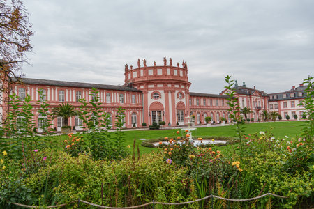 the city of Wiesbaden at the rhine river in Germanyの写真素材