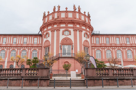 the city of Wiesbaden at the rhine river in Germanyの写真素材