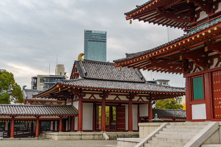 the city of osaka in japan at autumn timeの写真素材