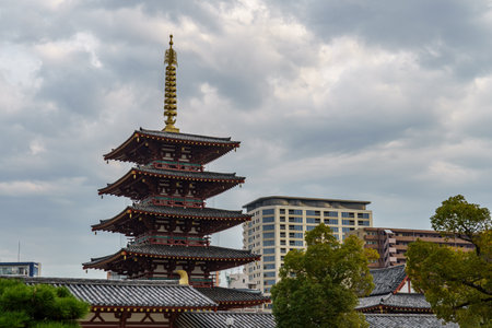 the city of osaka in japan at autumn timeの写真素材
