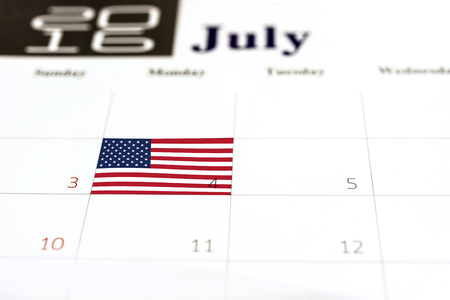 United State of America USA flag over fourth of july on calendar 2016 Independence day, love america conceptの写真素材