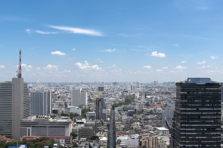 Cityscape with blue sky and clouds in bangkok, Thailandの写真素材
