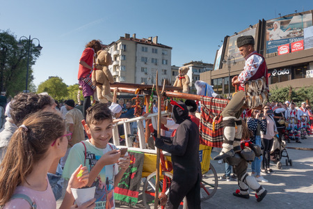 Varna, Bulgaria - April 28, 2018: Participants and guests of the annual Varna Spring Carnival.のeditorial素材