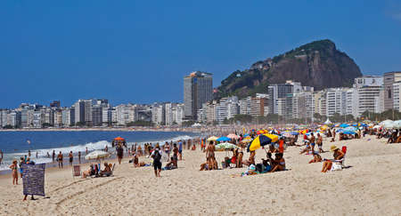 Rio de Janeiro, Brazil - December 27, 2019: People enjoying the day at Copacabana Beach.のeditorial素材
