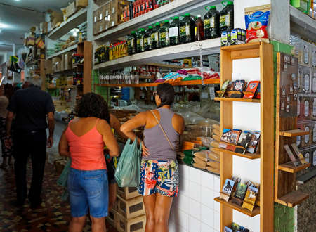 Sao Joao del Rei, Minas Gerais, Brazil - January 25, 2020: Typical grocery store at Municipal Market.のeditorial素材