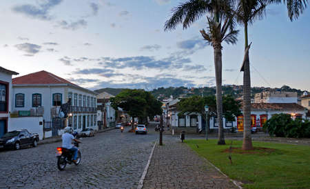 Sao Joao del Rei, Minas Gerais, Brazil - January 25, 2020: Typical street in historic center.のeditorial素材