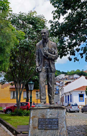 Sao Joao del Rei, Minas Gerais, Brazil - January 25, 2020: Statue in public square (Mr. Augusto Viegas).のeditorial素材