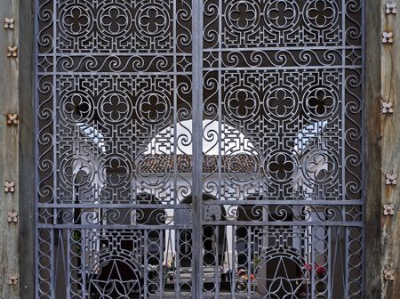 Cemetery gate detail (1836) in Sao Joao del Rei, Brazil