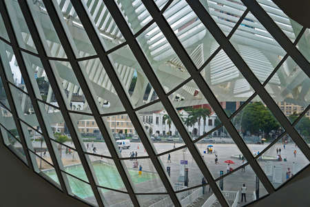 Rio de Janeiro, Brazil - April 12, 2017: Maua square view from inside the Museum of Tomorrow (Museu...