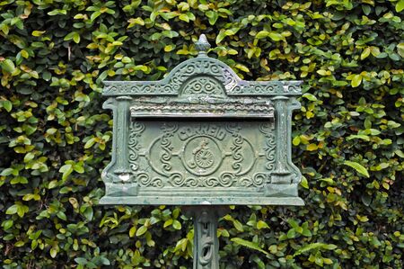 Ancient green mailbox, Tiradentes, Brazilの写真素材