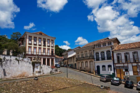 Ouro Preto, Minas Gerais, Brazil - January 10, 2018: Typical street in historical city of Ouro Preto.のeditorial素材