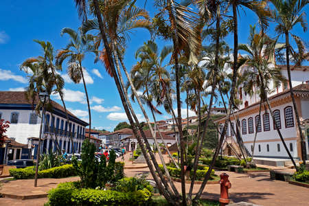 Serro, Minas Gerais, Brazil - January 21, 2019: View from the central square in historical city of Serro.のeditorial素材