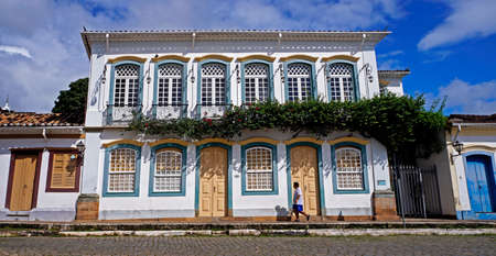 Sao Joao del Rei, Minas Gerais, Brazil - January 25, 2020: Colonial facades at historic center.のeditorial素材