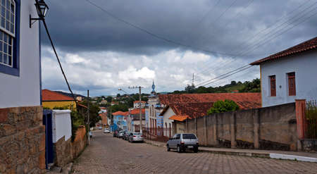 Ritapolis, Minas Gerais, Brazil - January 27, 2020: Typical street in the city center.のeditorial素材