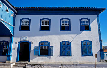 Diamantina, Minas Gerais, Brazil - January 22, 2019: "Casa da Gloria" (Gloria's House) facade.のeditorial素材
