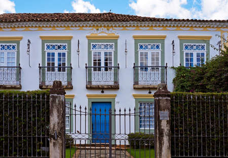 Sao Joao del Rei, Minas Gerais, Brazil - January 25, 2020: Colonial facade at historic center.のeditorial素材