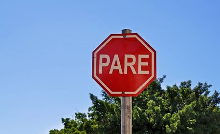 Street sign indicating Stop, Sao Joao del Rei, Brazilの写真素材