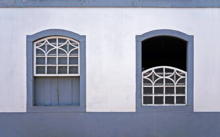 Ancient colonial windows at Serro, Minas Gerais, Brazilの写真素材