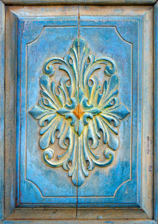 Church door ornament (detail) at historical city of Ouro Preto, Brazilの写真素材
