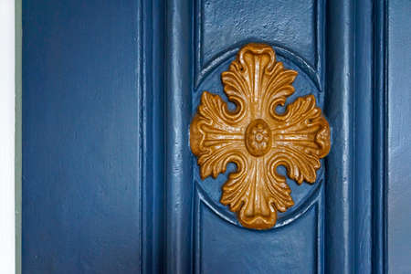 Ancient door ornament (detail) at historical city of Ouro Preto, Brazilの写真素材