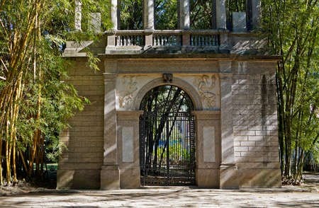 Old portico on garden, Rio de Janeiro, Brazilのeditorial素材