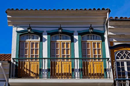 Ancient facade at historical city of Ouro Preto, Brazilの写真素材