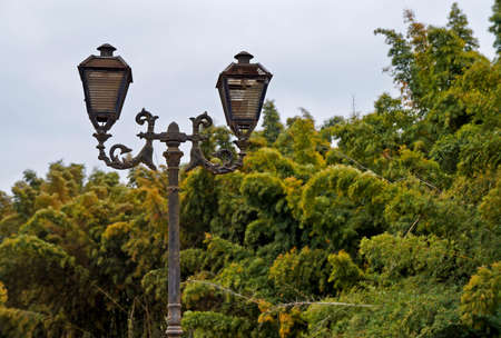 Ancient light pole and vegetation, Tiradentes, Brazilの写真素材