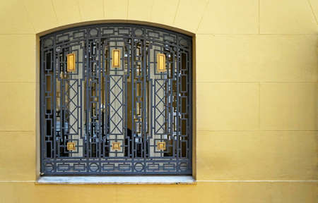 Art deco window ornamental grid, Belo Horizonte, Brazilの写真素材