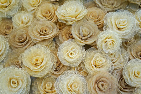Brazilian handicraft roses, floral background