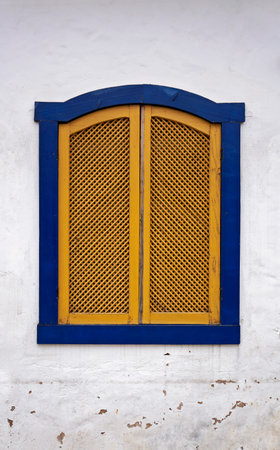 Colonial window in historical city of Tiradentes, Minas Gerais, Brazilの写真素材