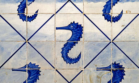 Rio de Janeiro, Brazil - July 12, 2017: Tiles hand painted by Candido Portinari (1941-1945) at Gustavo Capanema Palace.のeditorial素材