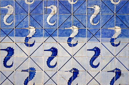 Rio de Janeiro, Brazil - July 12, 2017: Tiles hand painted by Candido Portinari (1941-1945) at Gustavo Capanema Palace.のeditorial素材